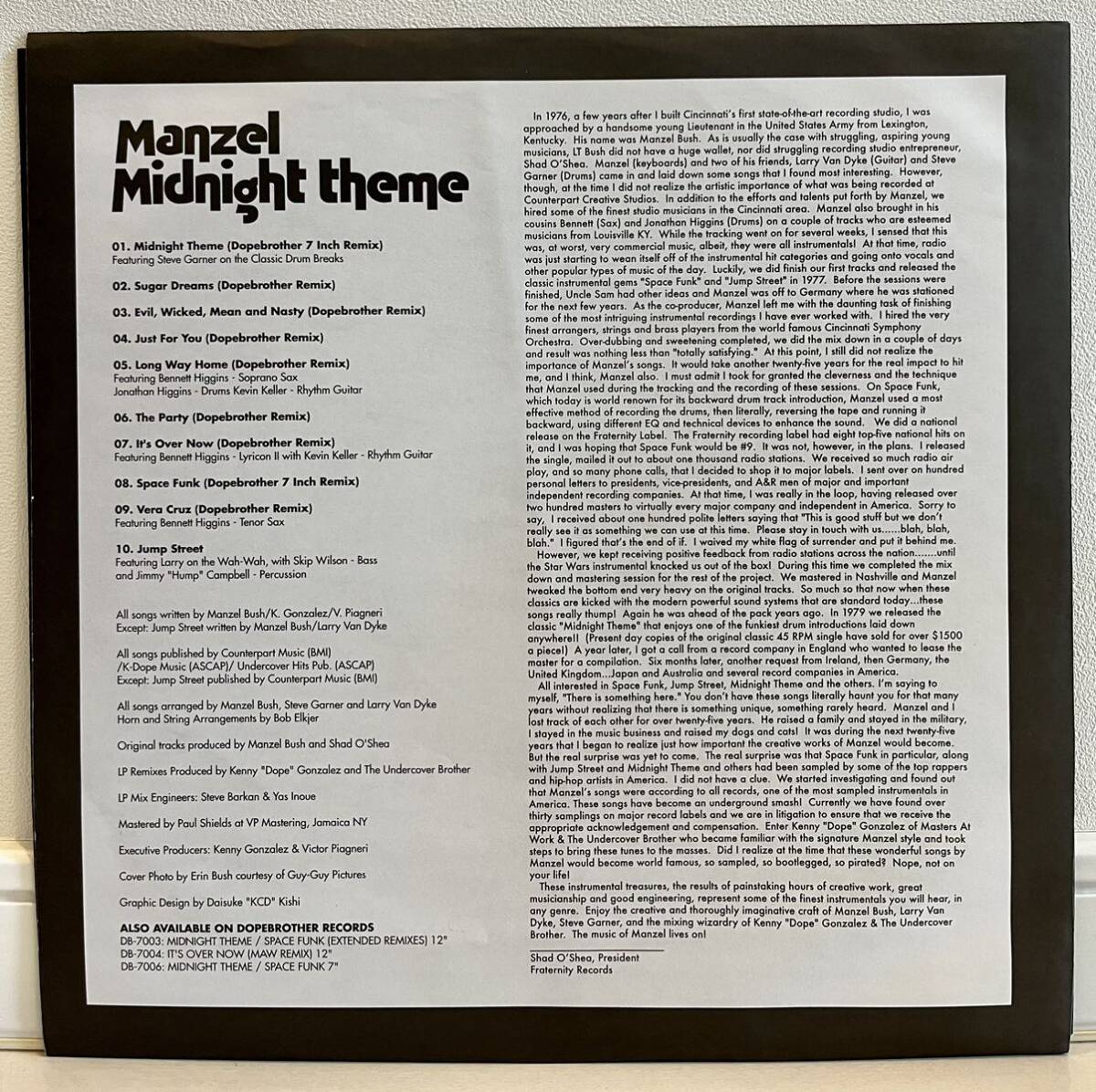 MANZEL / MIDNIGHT THEME LP ♪ インナースリーブ付・2004 US盤(DB-7005 LP) KENNY DOPE・Dopebrother_画像4