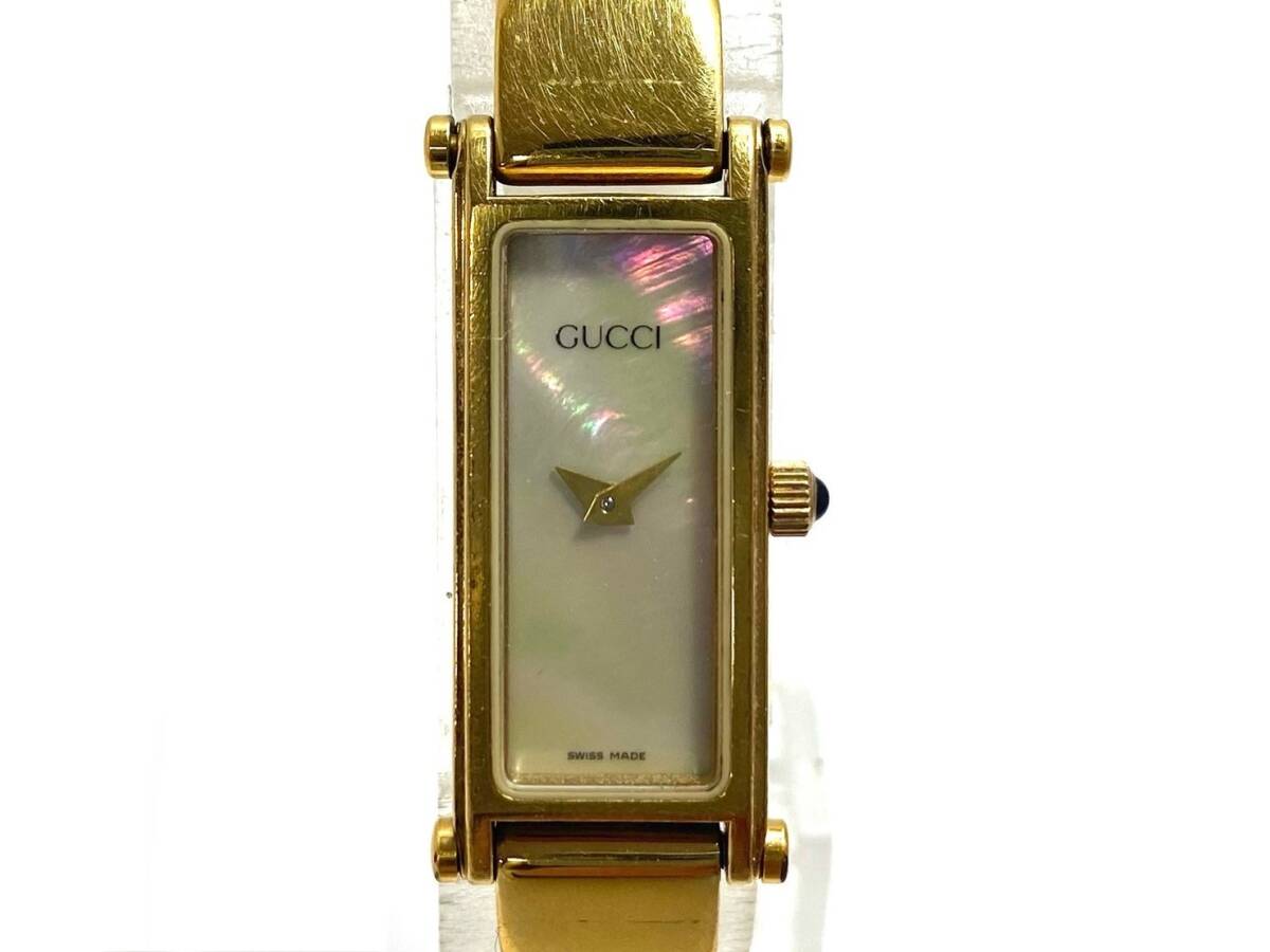 ★ GUCCI/グッチ 1500 CAL.ETA 280.002 クォーツ ホワイトシェル バングルウォッチ ゴールドカラー レディース腕時計 (45748I2)_画像2