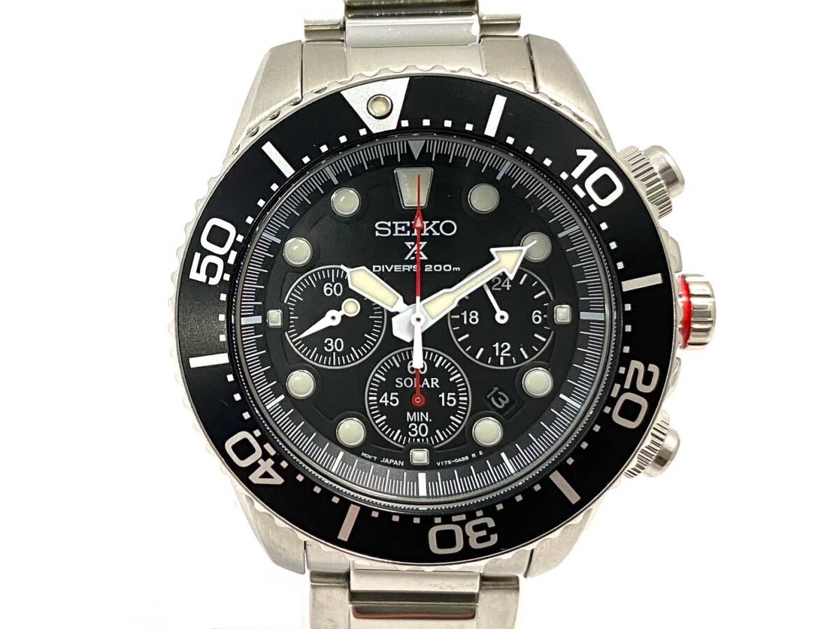 【ジャンク品】SEIKO/セイコー プロスペック X エアダイバーズ 200m V175-0AD0 CAL.V175A ソーラー メンズ腕時計 AIR DIVER'S (ICH17)_画像2