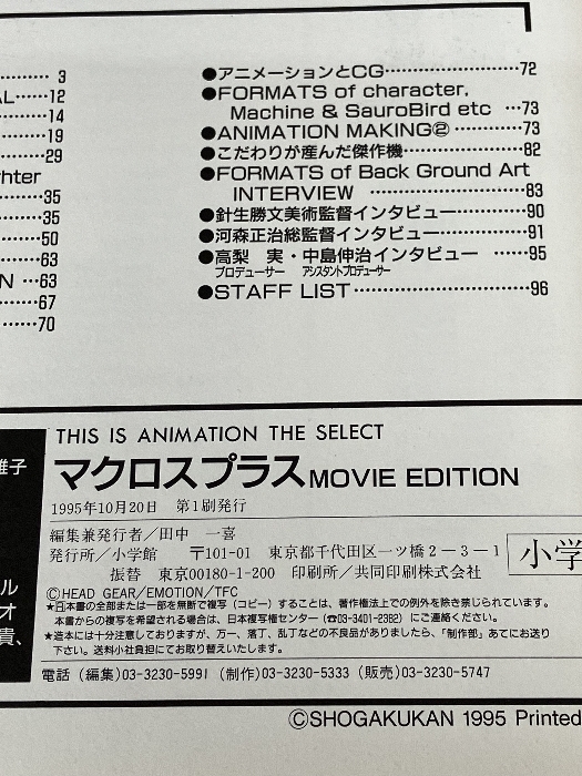  Macross плюс MOVIE EDITION (THIS IS ANIMATION SPECIAL) Shogakukan Inc. 