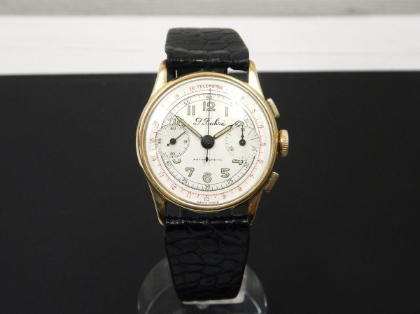 6035 希少売切り☆ ポールビューレ クロノグラフ アンチマグネティック 18K Paul Buhre Chronograph ANTIMAGNETIC 手巻き メンズ 腕時計_画像1