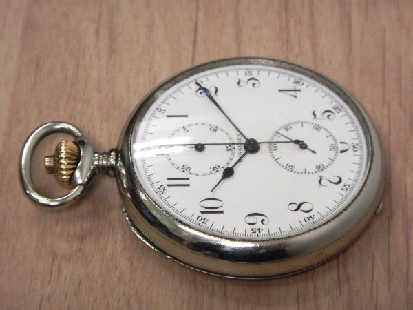 6120 希少売切り☆ LONGINES pocket watch 51.6㎜ 96g 17石 懐中時計 クロノグラフ スモセコ 手巻き アンティーク ロンジン_画像3