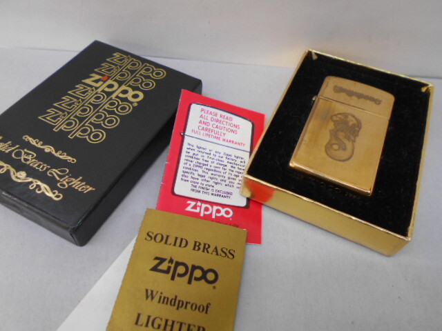 ビンテージ SLIM Zippo ブラス専用箱　1932-1984年製　未使用 シンガポールマーライオン　ニアミントコンディション,オリジナルインナー_画像1