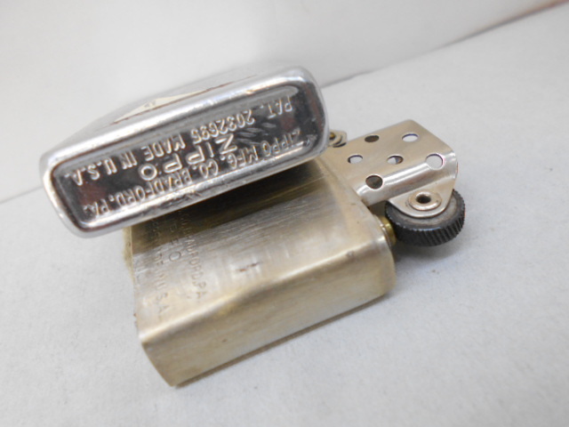 ビンテージ Zippo スポ-ツシリ-ズ 5バレル ヨット中古品 真鍮ケース1949-1951年製 ニッケルシルバ-インナ-(インナ-のみでも価値ありです)VG_画像7