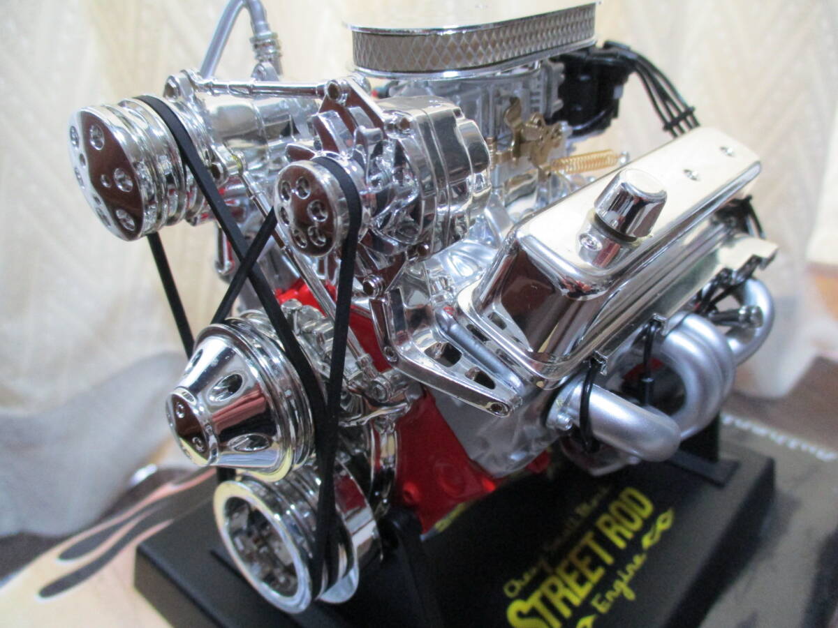 Chevy Small Block Street Rod V8 Engine GM アメ車の象徴 コルベット カマロ 可動ギミック クロームメッキの画像2