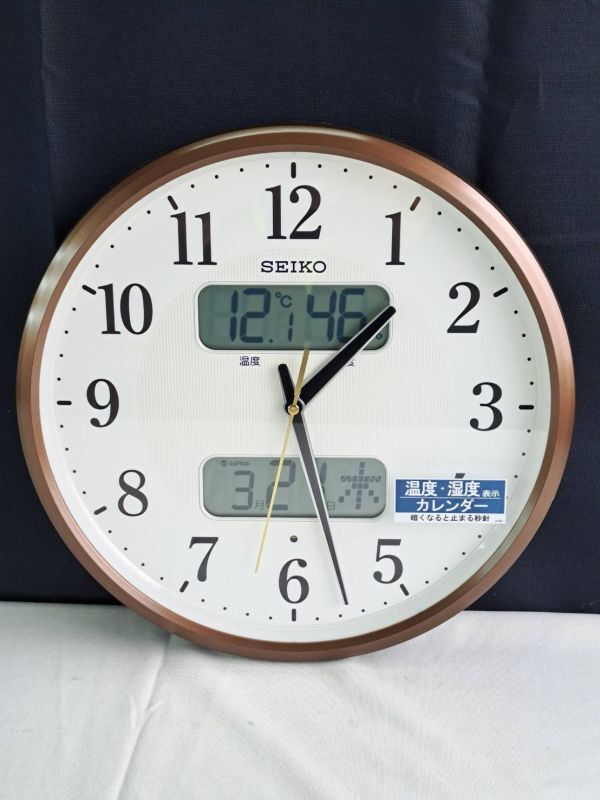 【動作品/美品】SEIKO セイコー 電波掛時計 KX383B 時計 掛時計 電波式 カレンダー 温度湿度表示_発送は80又は100サイズを予定しています