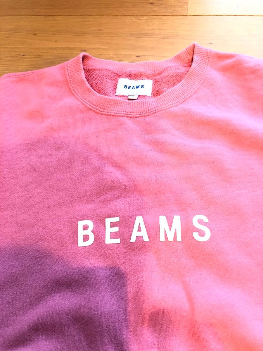 ビームス BEAMS  スウェット トレーナー クルーネック ロゴ　ピンク　メンズ　S ユニセックス
