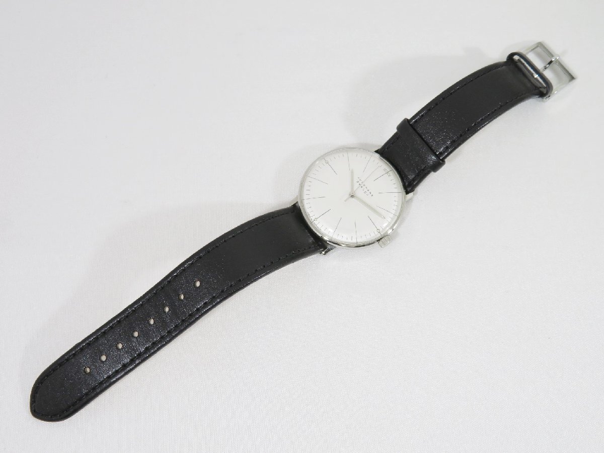 ◆美品 JUNGHANS ユンハンス マックスビル 34mm 27.3700 手巻き 腕時計 シルバー文字盤 動作品の画像6