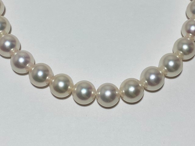 ◎【美品】MIKIMOTO ミキモト Mチャーム K18 パール ネックレス&イヤリング セット 約7.4-8.2mm ホワイトゴールド 真珠の画像7