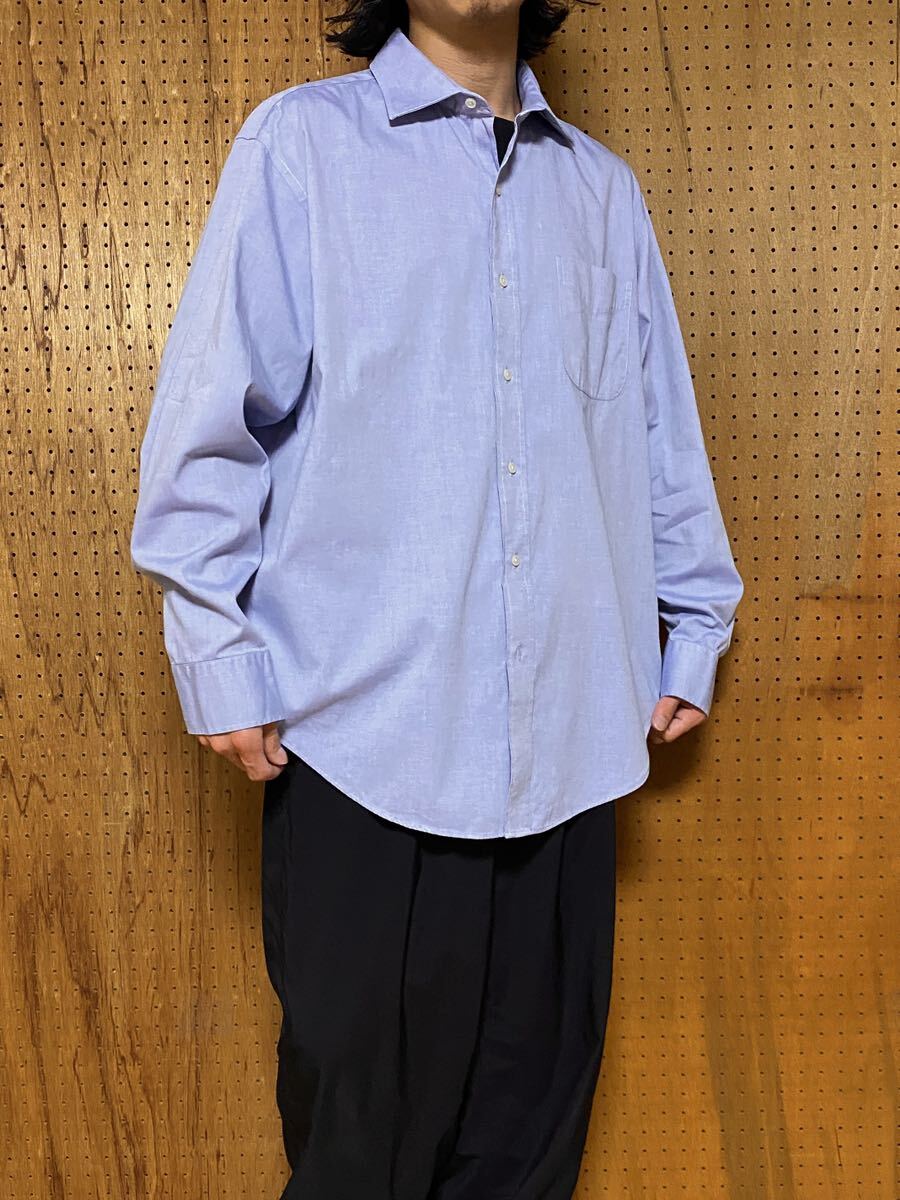古着 90年代 90s LAUREN RALPH LAUREN ローレン ラルフローレン 無地 ソリッド 長袖 シャツ 青 ライトブルー 2XL 大きいサイズ ビッグ_画像5