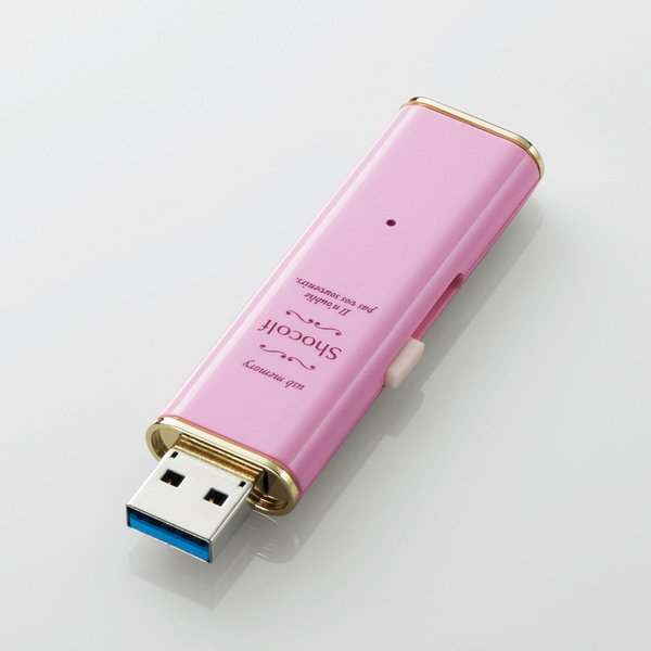 USB3.0対応USBメモリ [Shocolf] 32GB 最大60MB/sの高速データ転送を実現し、キャップレスのスライド式を採用: MF-XWU332GPNL_画像2