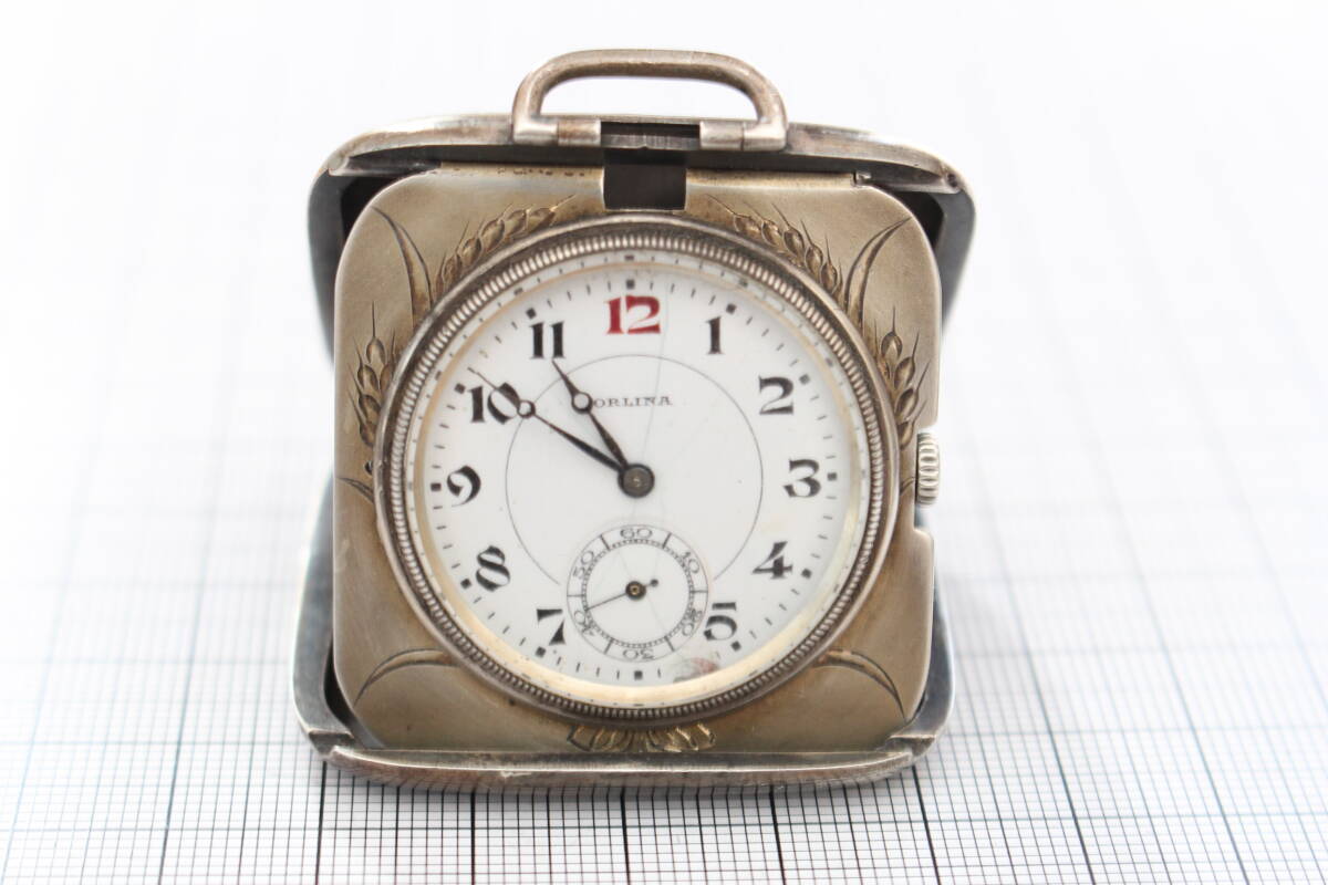彫銀 銀製 スイス製 置時計 懐中時計 アンティーク ヴィンテージ ゼンマイ式 手巻き式の画像1