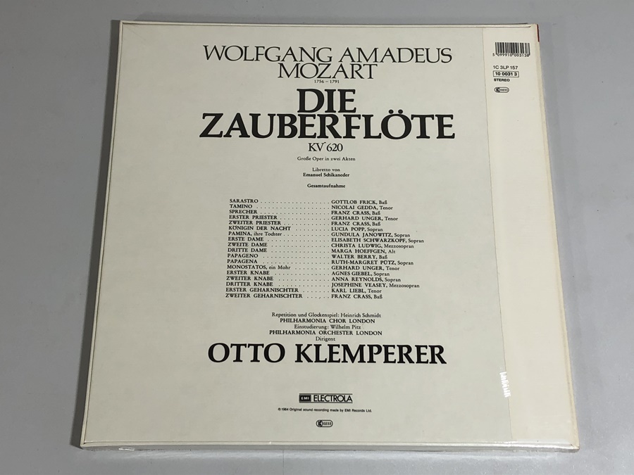 独EMI クレンペラー フィルハーモニア交響楽団 モーツァルト 魔笛 全曲 未開封 1000313 3LPの画像2