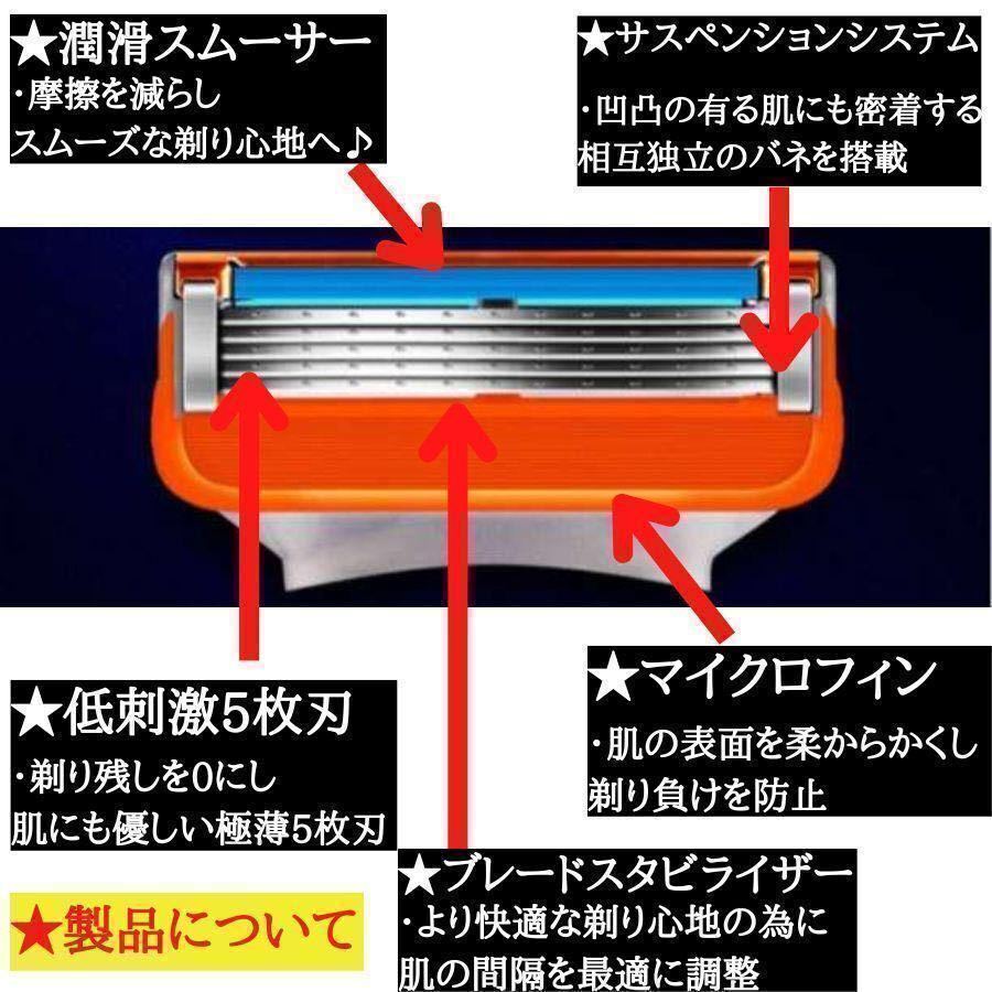 20個 オレンジ ジレットフュージョン互換品 5枚刃 替え刃 髭剃り カミソリ 替刃 互換品 Gillette Fusion 剃刀 顔剃り_画像8