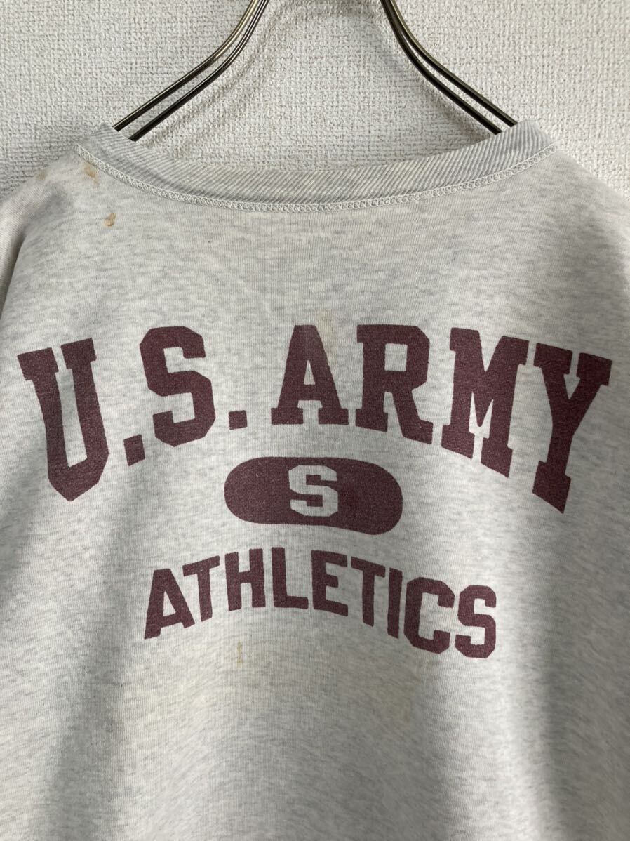  ultra rare!50s Vintage sweat U.S.ARMY military stain included print gray *40s 60s Champion post-putting both V double faced 