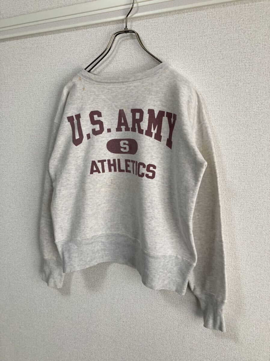  ultra rare!50s Vintage sweat U.S.ARMY military stain included print gray *40s 60s Champion post-putting both V double faced 