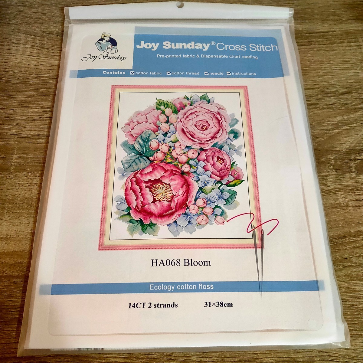 クロスステッチキット ピンクフラワーブルーム 花咲く桃花 14CT 31×38cm 図案印刷あり 刺繍 ラス1