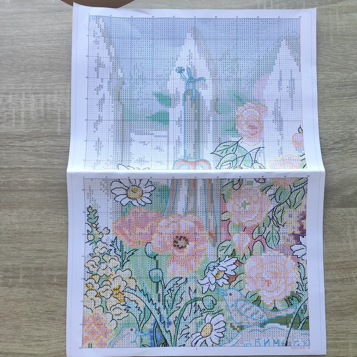 クロスステッチキット ピンクフラワーガーデン 44×43cm 14CT 布に図案印刷なし 刺繍 薔薇 花 刺繍_画像4