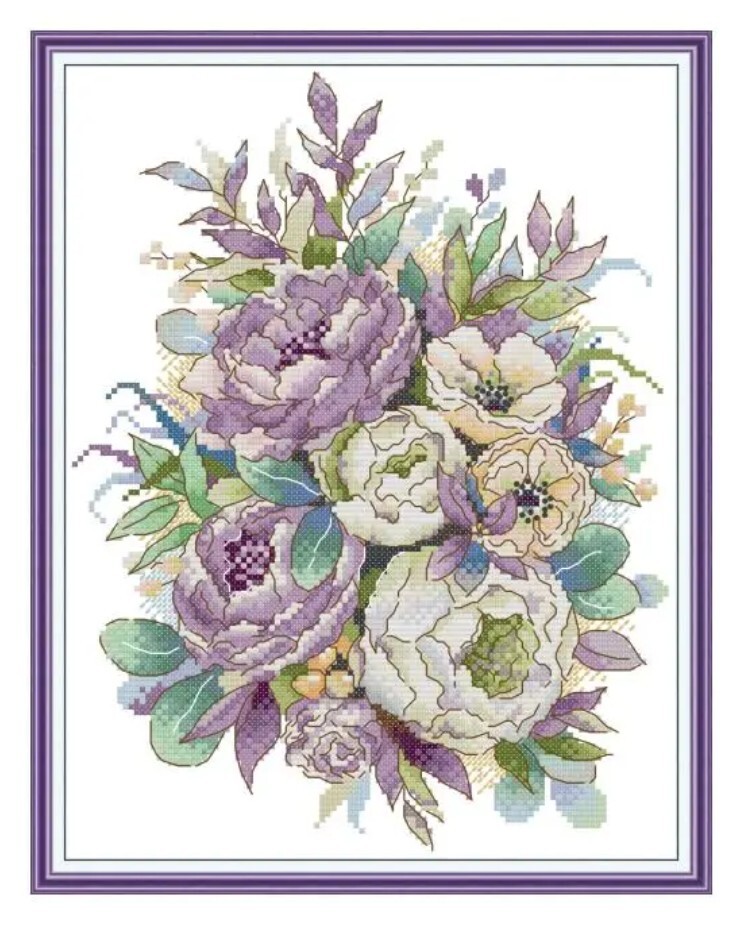 クロスステッチキット Colorful rose カラフルローズ 薔薇 14CT 27×33cm 布に図案印刷あり 刺繍