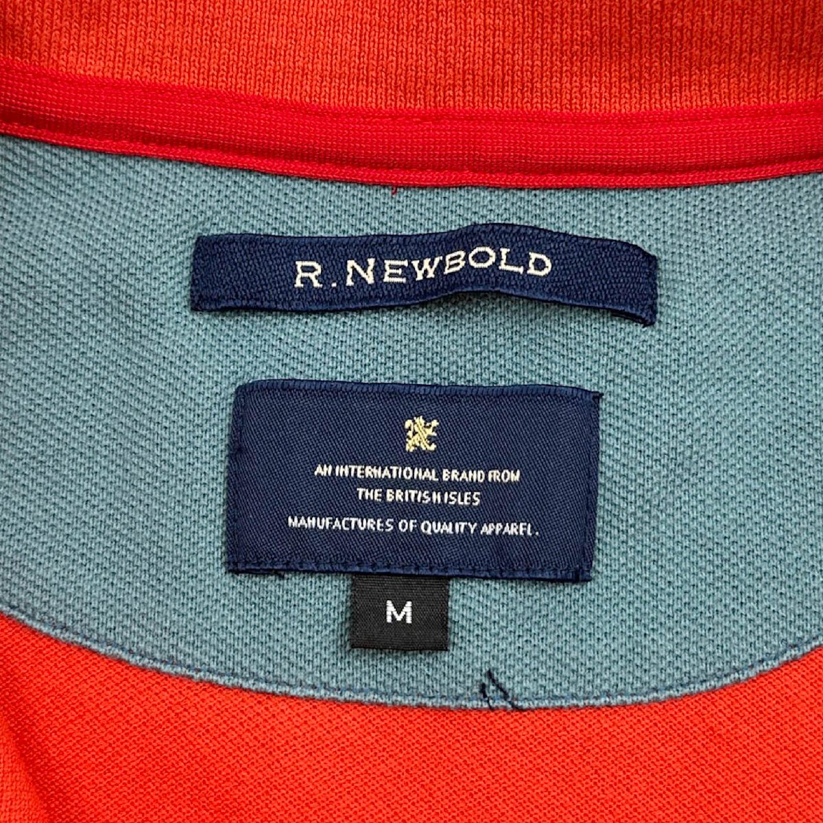 R.NEWBOLD アールニューボールド ポケット付 コットン 半袖 ポロシャツ M/メンズ オレンジ_画像5