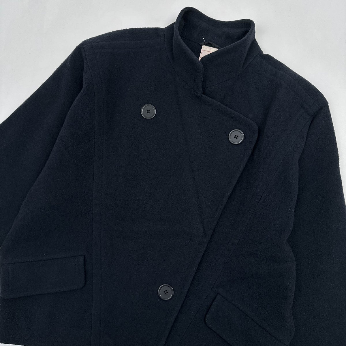 ドイツ製◆wondi ドルマン風 デザイン ウール ショート丈 コート ジャケット サイズ 34 / ネイビー レディース ビンテージの画像3