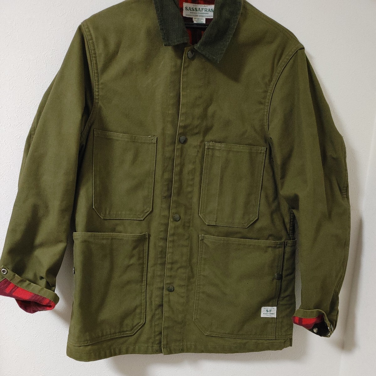 SASSAFRAS ササフラス カバーオール JACKET ジャケット カーキ　S　エンジニアガーメンツ　POST POTER ワークジャケット エルエルビーン