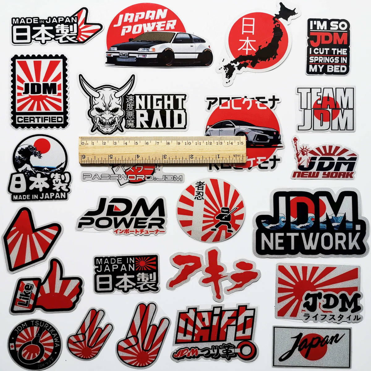 46枚 面白JDMレーシング ステッカー USDMヘラフラ 旭日旗 日の丸 初心者日章旗デカール 日本製ステッカーボムの画像4