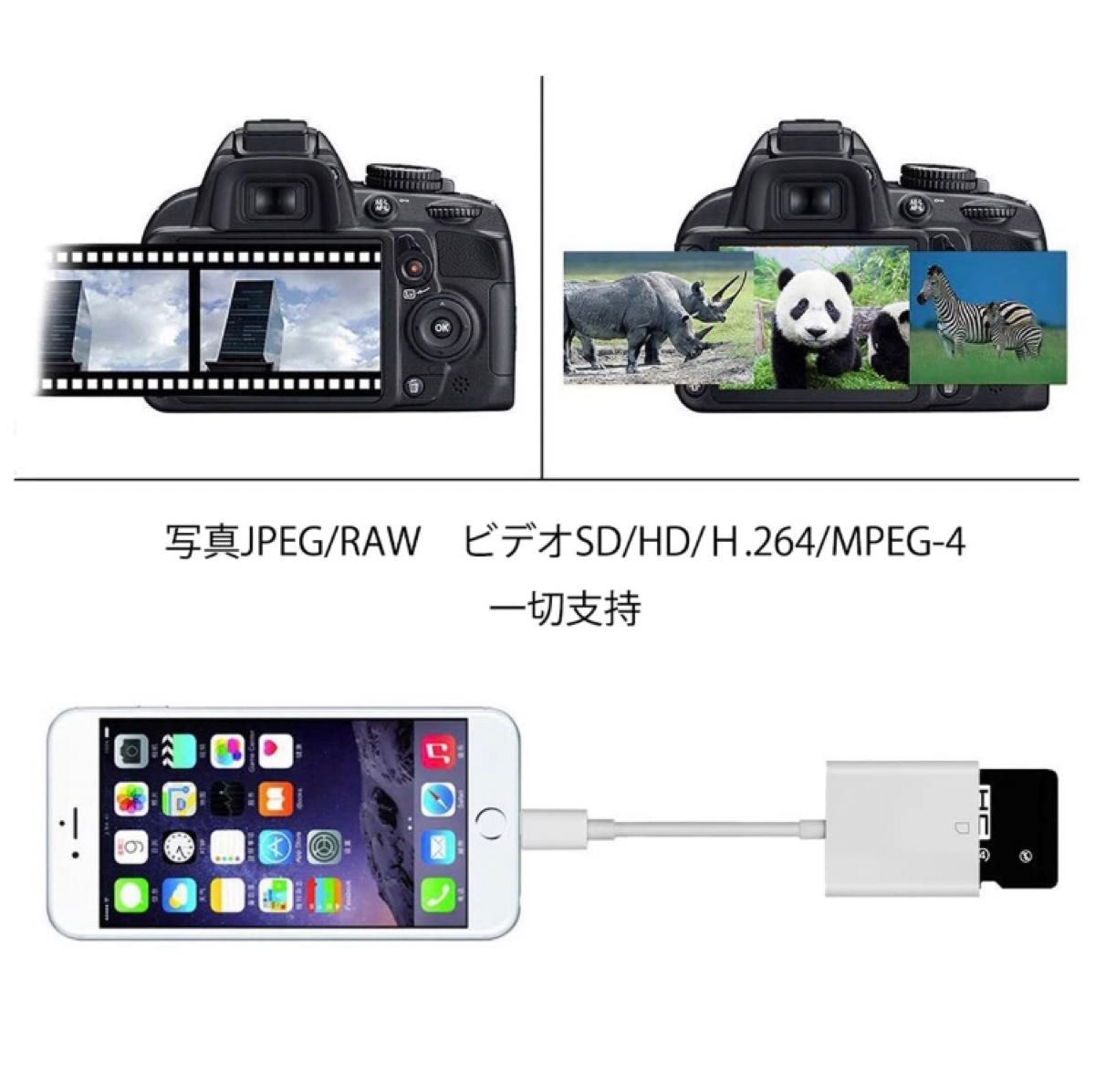 新品未使用！iPhone iPad 用 Lightning SD カード リーダー 写真とビデオ伝送 メモリー 