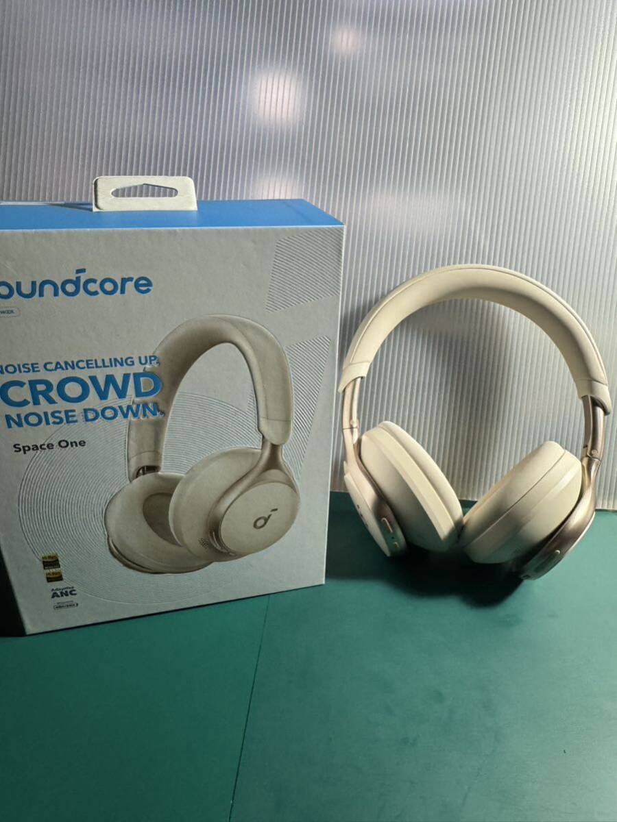 Anker アンカー soundcore サウンドコア A3035021 NOISE CANCELLING UP. CROWD NOISE DOWN. Space One ブルートゥース接続 音だし確認_画像1