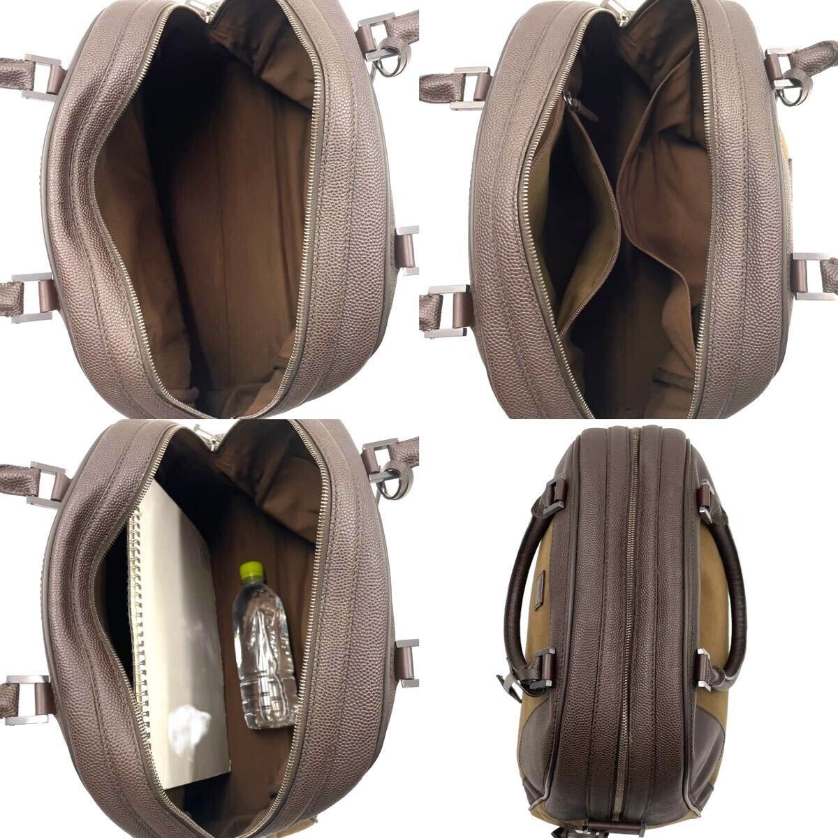 [ rare high capacity ]dunhill Dunhill Boston bag travel bag south capital pills katena canvas leather original leather Brown tea business trip business men's 