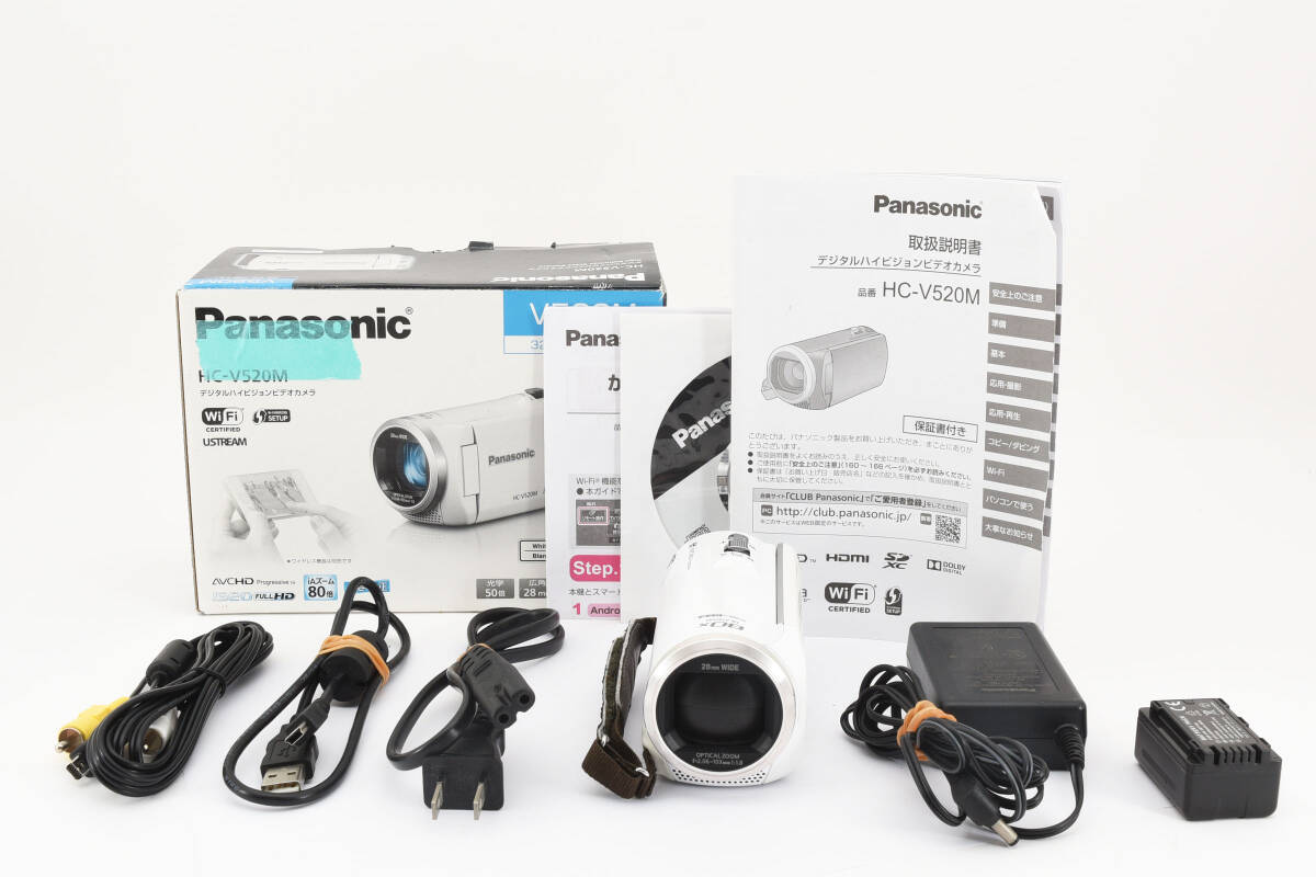 ★外観美品★パナソニック PANASONIC HC-V520M ホワイト デジタルハイビジョンビデオカメラ L610#2483の画像1