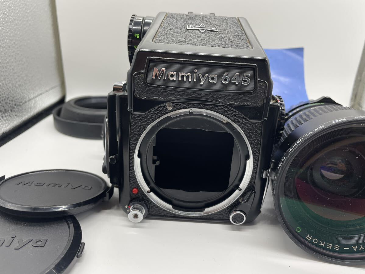 K1 MAMIYA M645 1000S + SEKOR C 80mm F1.9 45mm F2.8 グリップ/ウエストレベル、PDプリズムファインダー付 マミヤ 中判カメラ 状態良好_画像2