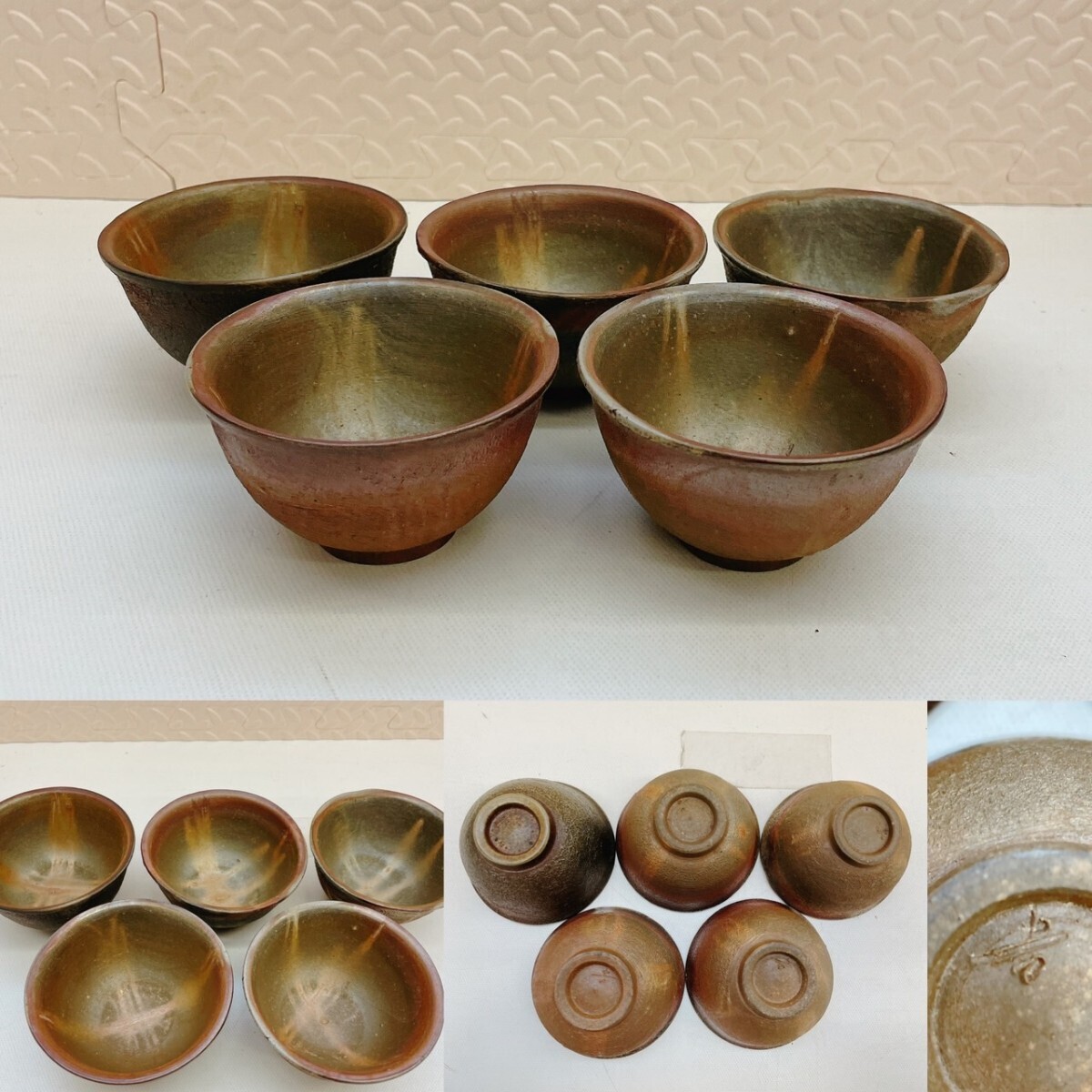 [ set sale ] Bizen .. flower go in vase sake bottle sake cup hot water . ceramics 