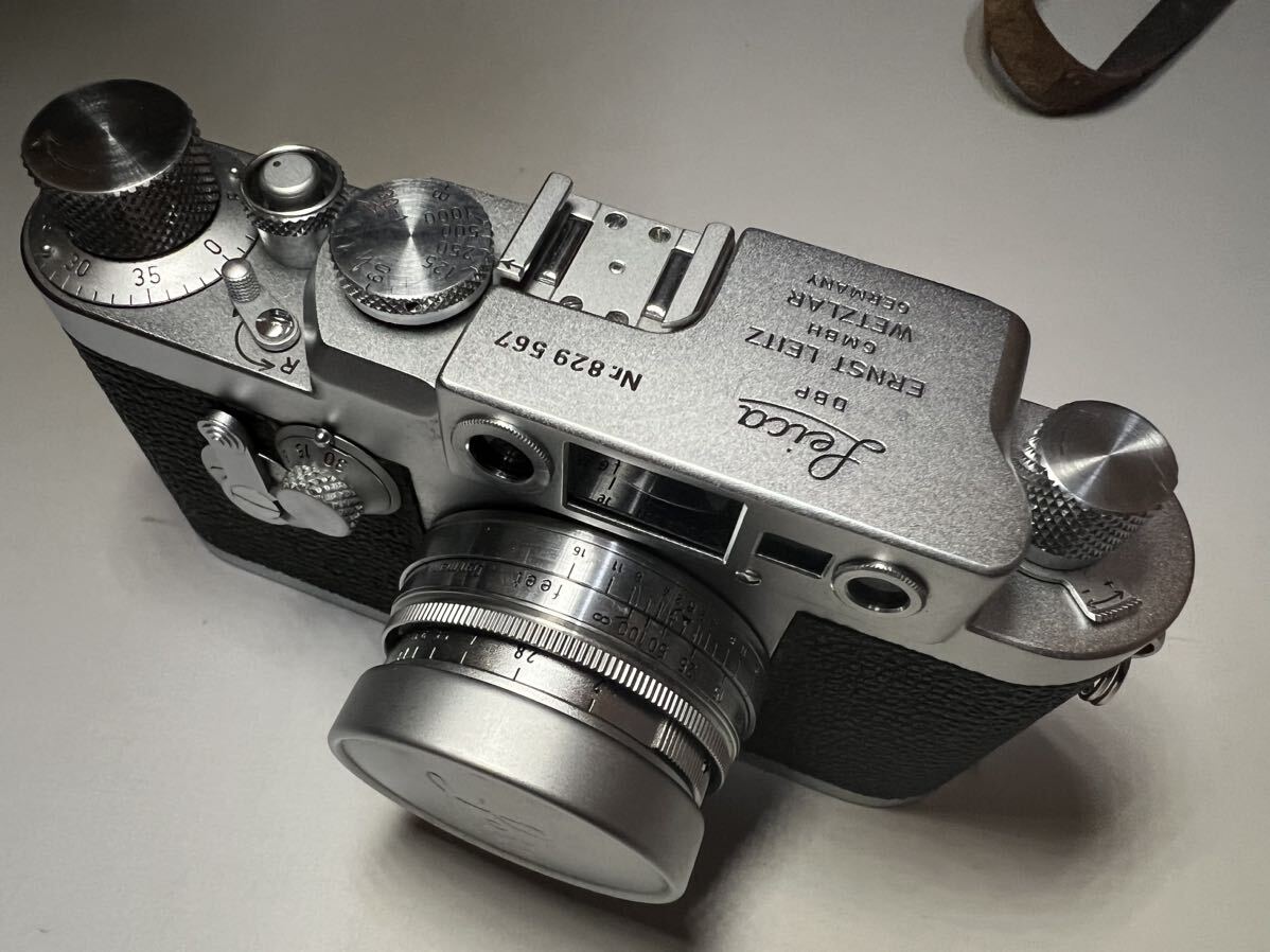 Leica ライカ DBP ERNST LEITZ GMBH WETZLAR Nr.829567 (レンズ f=5cm 1:2 Nr.1325566) Leicaマークエンボス加工革製専用ケース付き_画像4