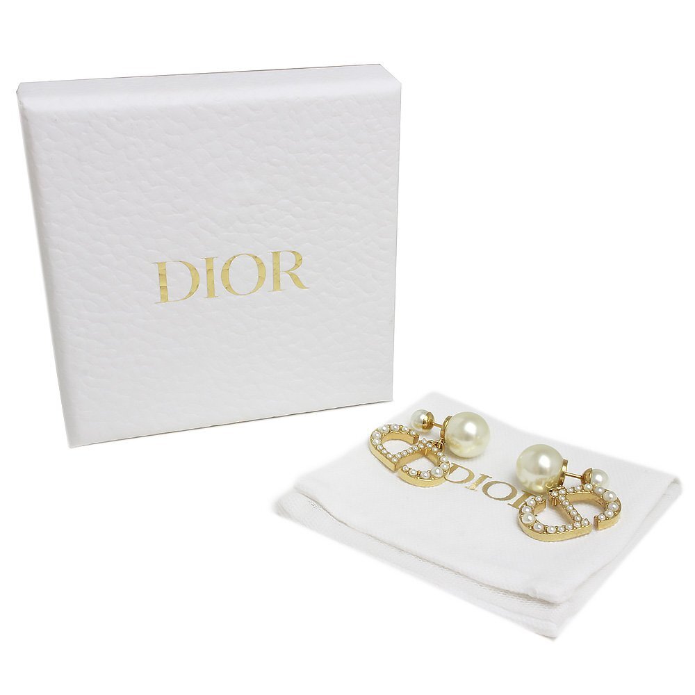 （新品・未使用品）クリスチャンディオール Christian Dior パール CDロゴ トライバル ピアス ゴールド ホワイト 白 E1654TRIRS_D301 箱付_画像2