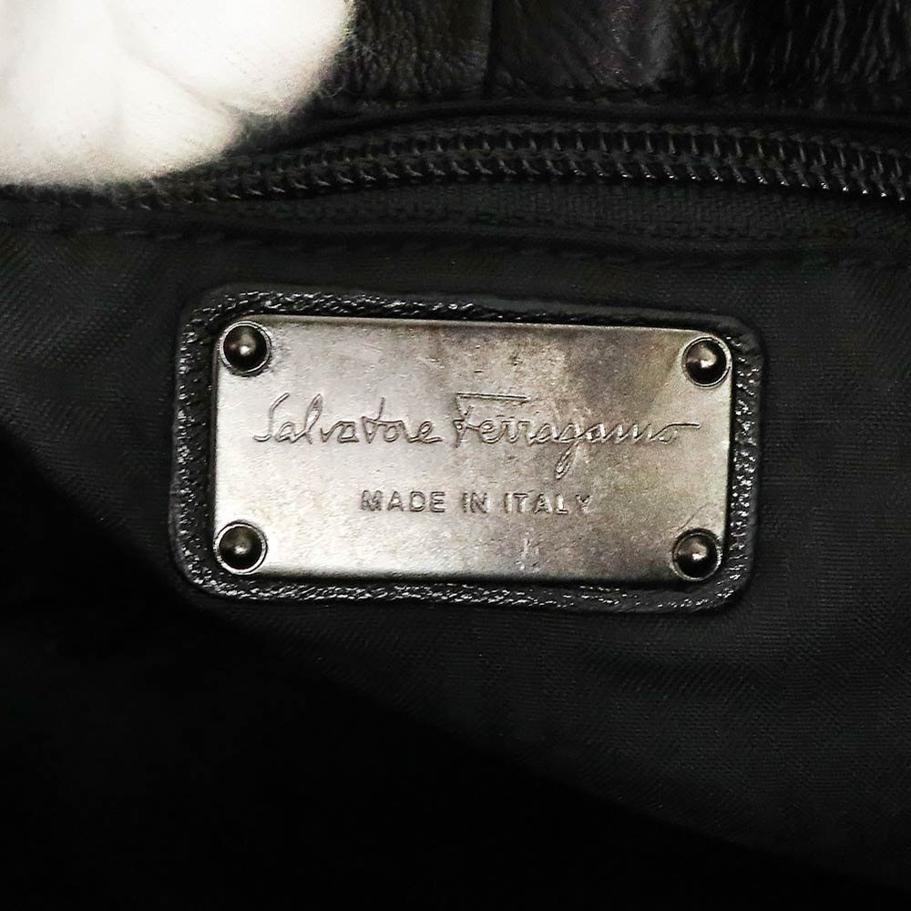 （未使用　展示品）サルヴァトーレフェラガモ Salvatore Ferragamo ハラコ トート ハンドバッグ ブラック 黒 21-A545 箱付_画像8