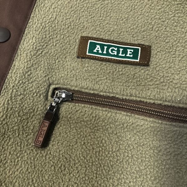 《良品◎》AIGLE エーグル★ワンポイント*ハーフスナップ*フリーストレーナー*カーキ*サイズS(MA6087)◆S60_画像4