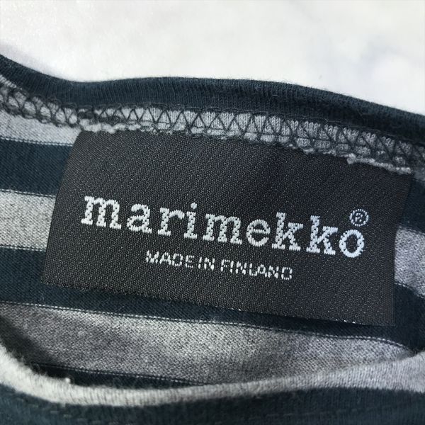 《良品◎》Marimekko マリメッコ★ビッグロゴ*ボーダーデザイン*長袖Tシャツ*カットソー*グレー/ネイビー(MA6086)◆S60_画像4