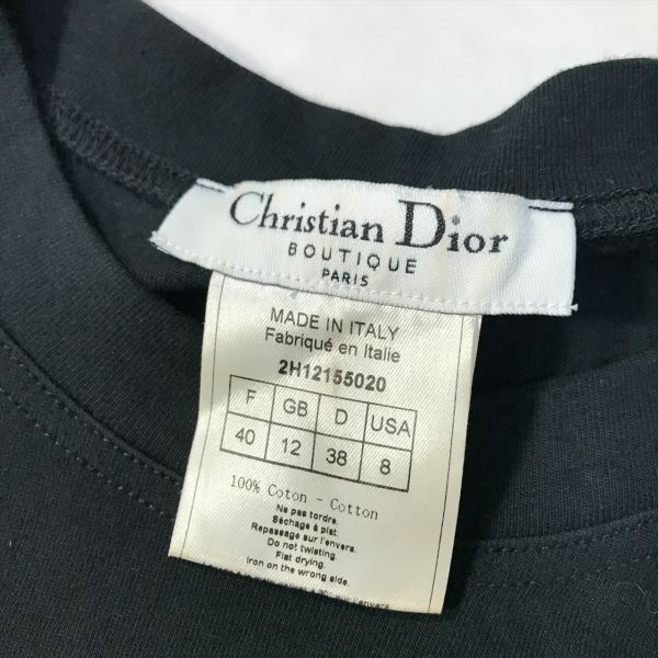 《良品◎》Christian Dior クリスチャンディオール★イタリア製*Addict*ロゴプリントTシャツ*カットソー*ブラック*サイズ40(LS408)◆YP_画像5