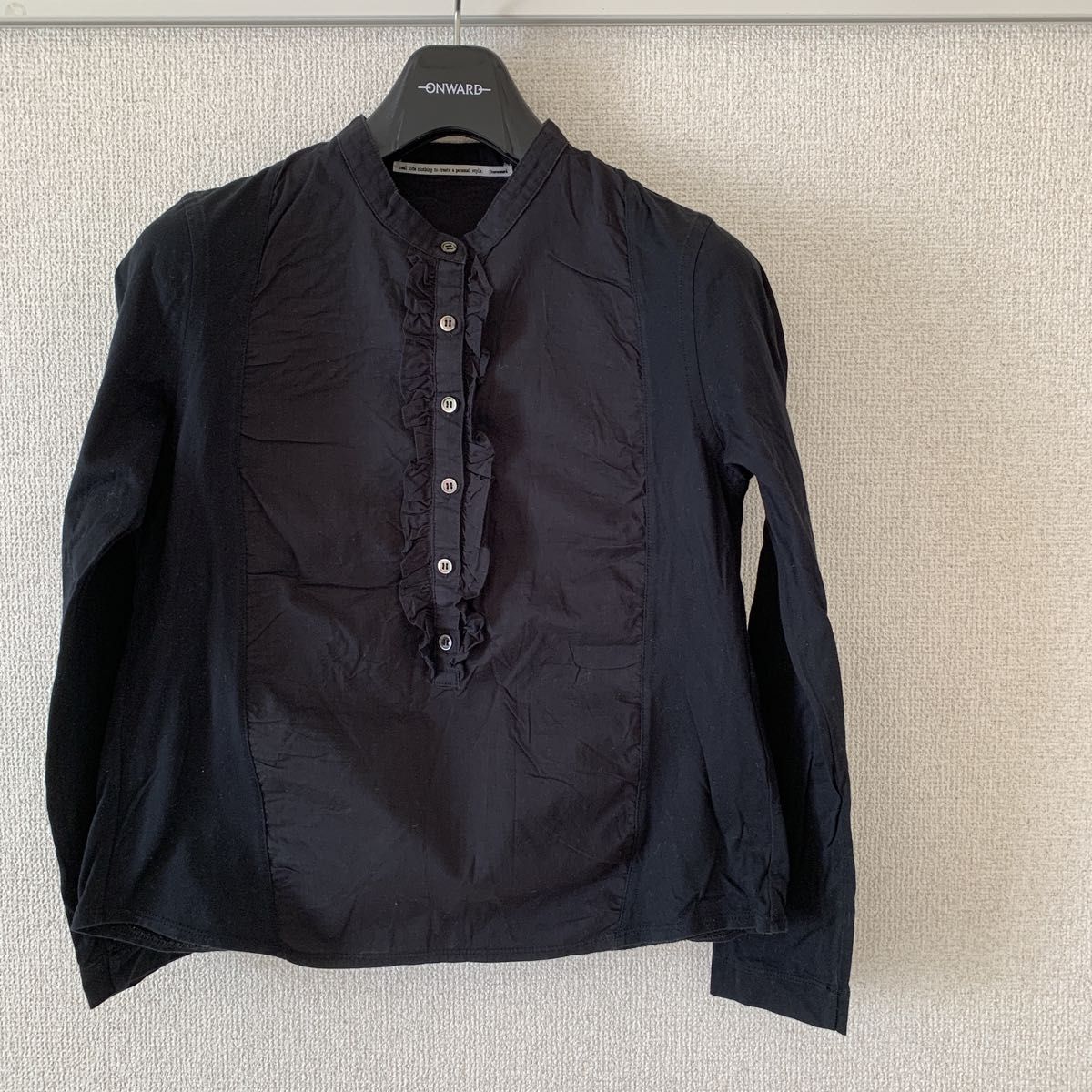 フレームワーク 黒 シャツ フリル 日本製 綿 コットン S〜M 長袖 長袖シャツ