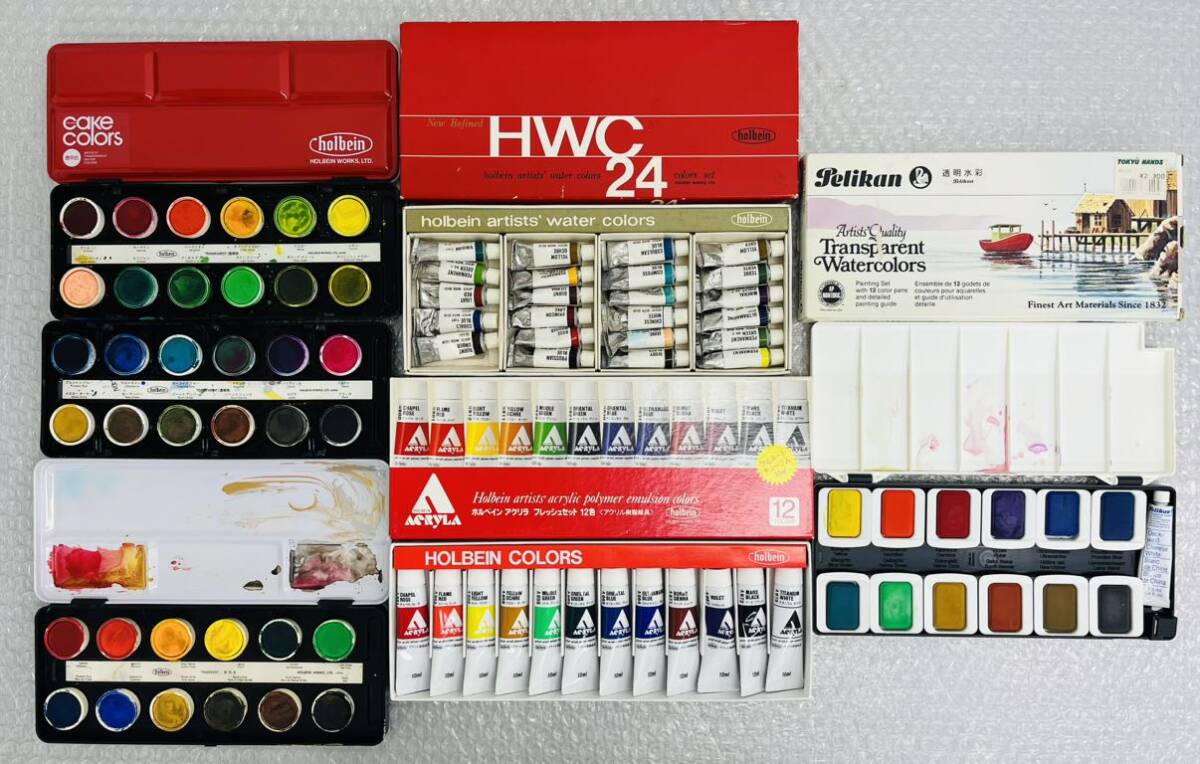 I♪ 画材 HOLBEIN ホルベイン HWC 水彩絵の具 透明水彩 アクリル樹脂絵具 ペリカン Pelikan まとめ_画像1