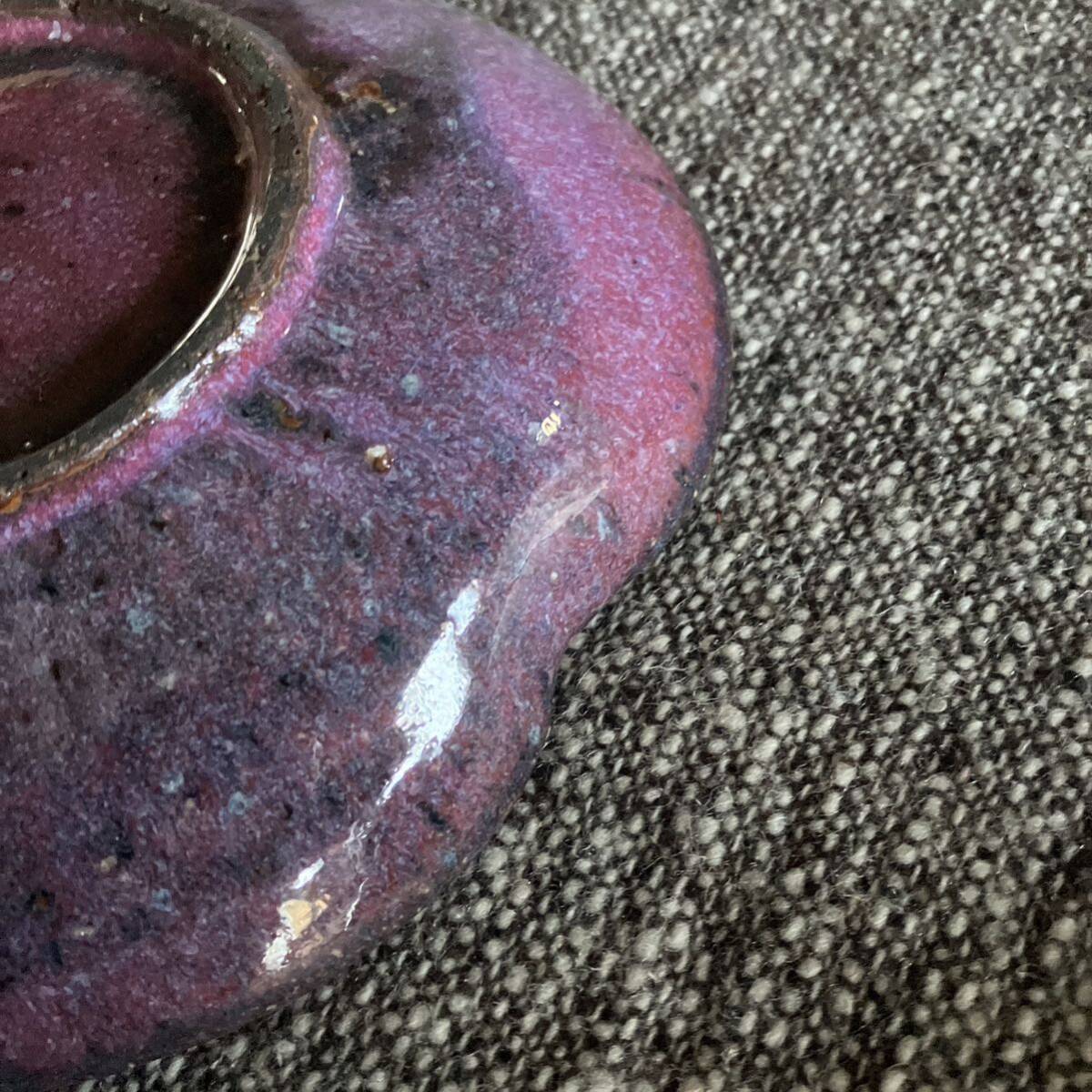 美濃焼　陶器　食器　小皿　取皿　銘々皿　紫　パープル　2枚　楕円