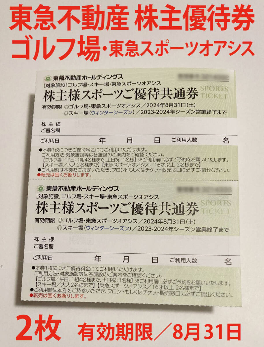 東急不動産 株主スポーツ優待券 2枚　系列ゴルフ場（鶴舞CC、猿島CC、筑波東急GC 他）で利用可　有効期限／8月31日_C_画像1