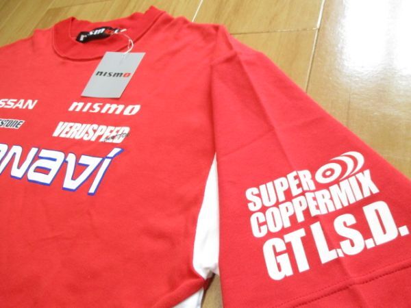 送料無料 未使用 NISMO 日産 xanavi ザナヴィ ニスモ #23 本山哲 チーム Tシャツ レッド×ホワイト サイズＬＬ スーパーGT GT-Rの画像4