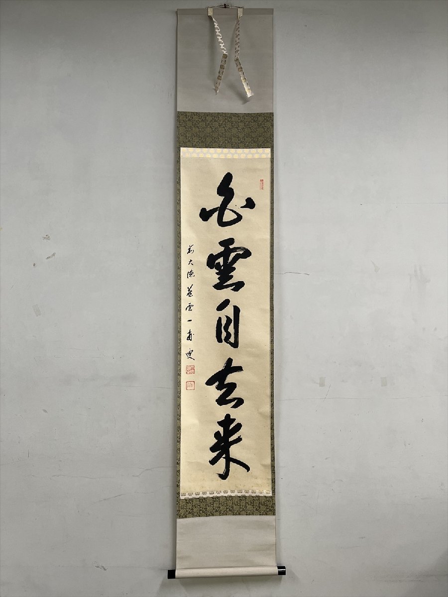 【千寿】大徳寺派 蔵雲寺 矢野一甫 白雲自去来 一行 紙本 d450◆箱/茶道具/古美術/時代品/掛軸/100019182_画像2