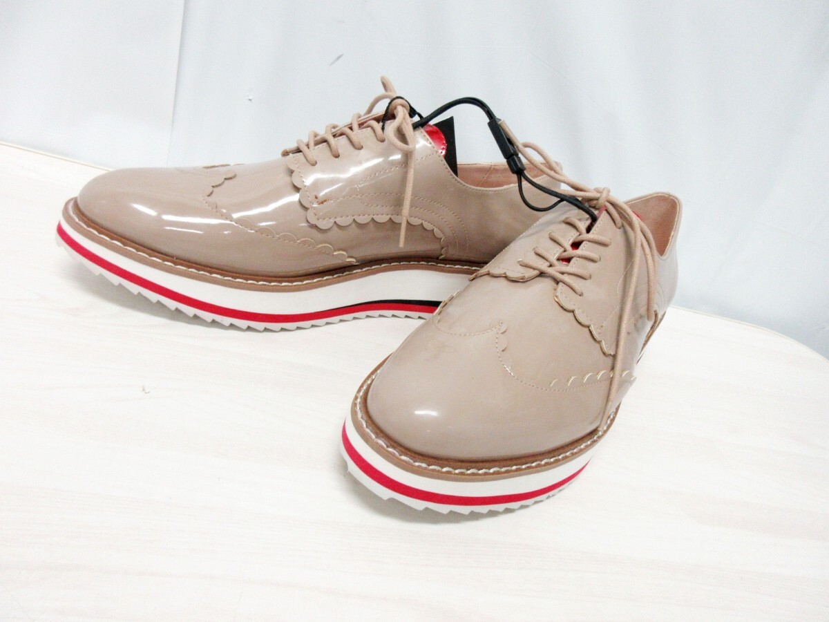 T2978】ZARA エナメル厚底スニーカー レースアップシューズ T2978】ZARA エナメル厚底スニーカー レースアップシューズ