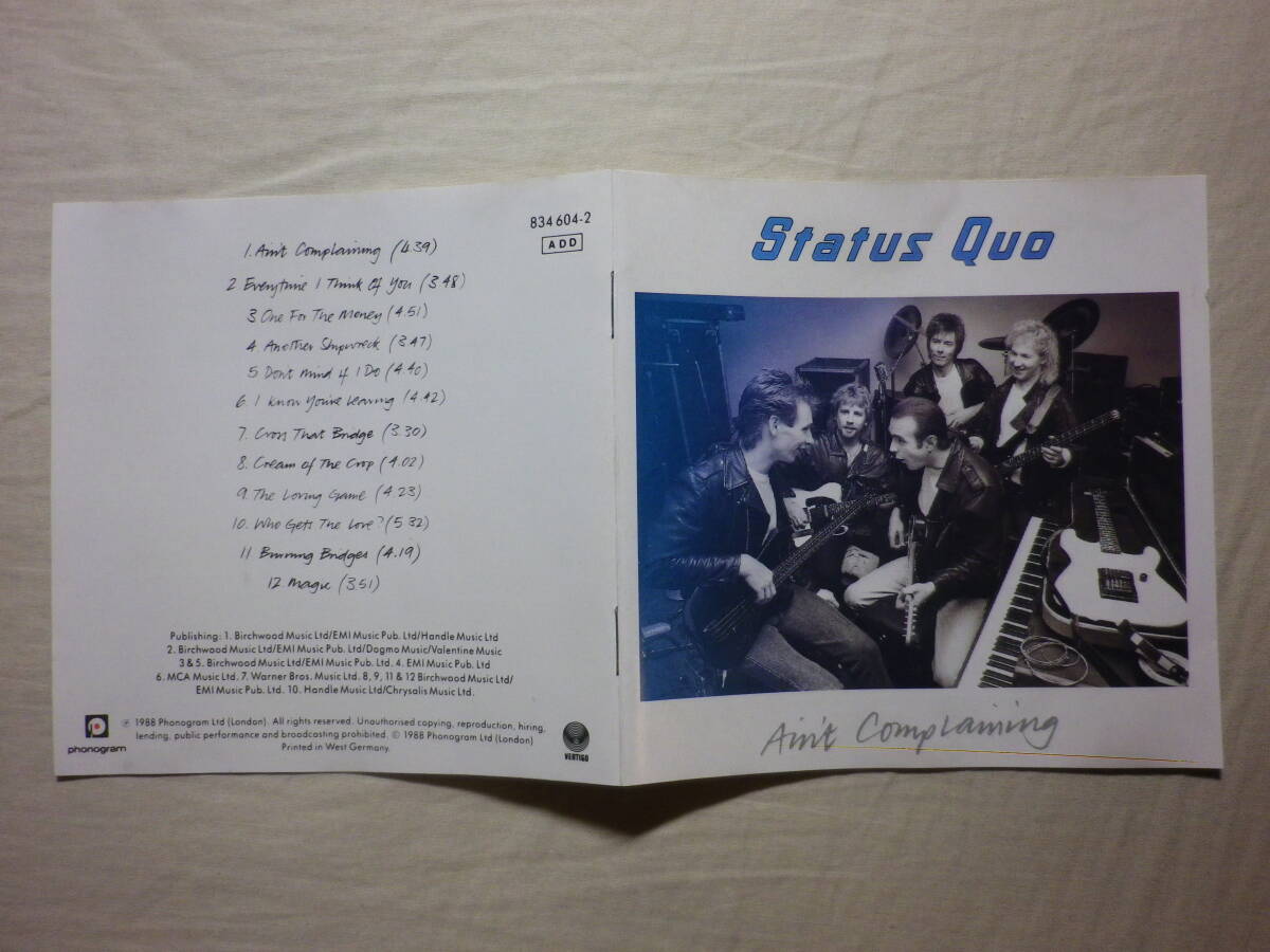『Status Quo/Ain't Complaining(1988)』(VERTIGO 834 604-2,西ドイツ盤,UKロック,Burning Bridges,Who Gets The Love?)_画像5