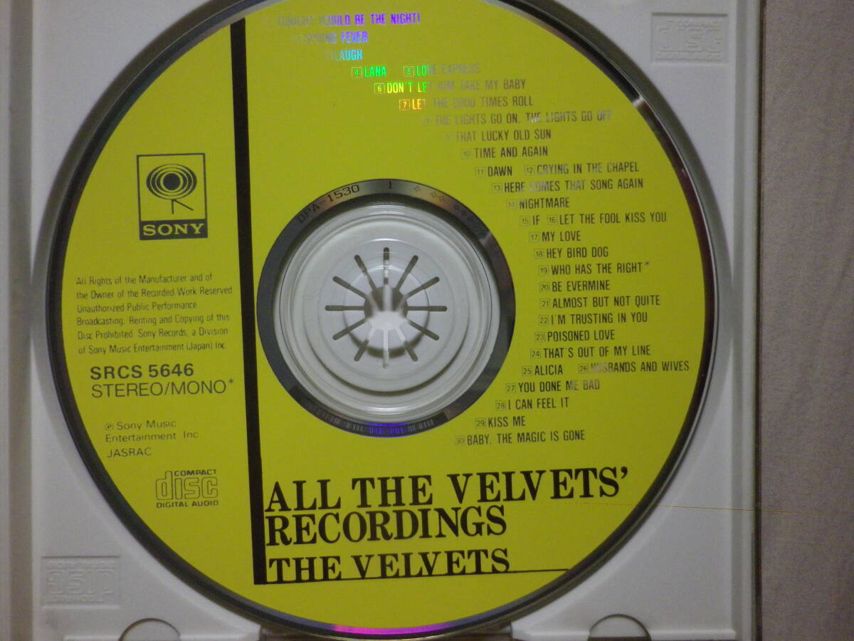 『The Velvets/All The Velvets’ Recordings(1991)』(1991年発売,SRCS-5646,廃盤,国内盤帯付,歌詞対訳付,That Lucky Old Sun,Tonight)_画像3