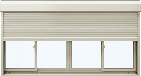 アルミサッシ YKK フレミング シャッター付 引違い窓 W2600×H1170 （25611-4） 複層