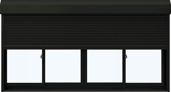 アルミサッシ YKK フレミング シャッター付 引違い窓 W2550×H1370 （25113-4） 複層